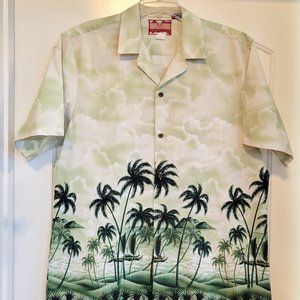 RJC Mens Hawaiian Made Casual Shirt Palm Tree Island Beach Design Size XL